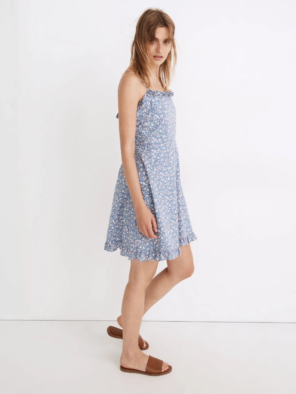 MADEWELL Summer Vines Heritage Blue Floral Cotton Voile Cami Mini Dress, Size 6 - Picture 2 of 12